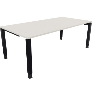 Schreibtisch All in One, manuell h&ouml;henverstellbar, 68-82cm (H), 200x100cm (BxT), rechteckig, wei&szlig; / anthrazit metallic