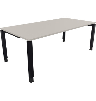 Schreibtisch All in One, manuell höhenverstellbar, 68-82cm (H), 200x100cm (BxT), rechteckig, lichtgrau / anthrazit metallic