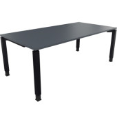 Schreibtisch All in One, manuell höhenverstellbar, 68-82cm (H), 200x100cm (BxT), rechteckig, lavagrau / anthrazit metallic