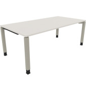 Schreibtisch All in One, manuell höhenverstellbar, 68-82cm (H), 200x100cm (BxT), rechteckig, weiß / silberaluminium