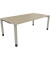 Schreibtisch All in One, manuell höhenverstellbar, 68-82cm (H), 200x100cm (BxT), rechteckig, eiche natur / silberaluminium