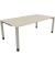 Schreibtisch All in One, manuell höhenverstellbar, 68-82cm (H), 200x100cm (BxT), rechteckig, akazie hell / silberaluminium