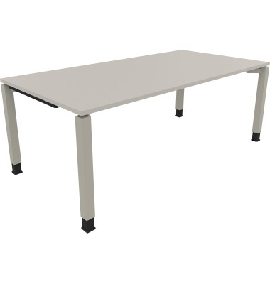 Schreibtisch All in One, manuell h&ouml;henverstellbar, 68-82cm (H), 200x100cm (BxT), rechteckig, lichtgrau / silberaluminium