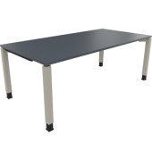Schreibtisch All in One, manuell höhenverstellbar, 68-82cm (H), 200x100cm (BxT), rechteckig, lavagrau / silberaluminium