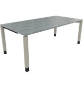 Schreibtisch All in One, manuell h&ouml;henverstellbar, 68-82cm (H), 200x100cm (BxT), rechteckig, beton hell / silberaluminium