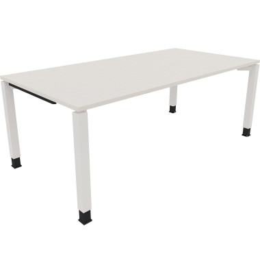 Schreibtisch All in One, manuell höhenverstellbar, 68-82cm (H), 200x100cm (BxT), rechteckig, weiß / weiß