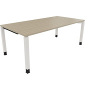 Schreibtisch All in One, manuell höhenverstellbar, 68-82cm (H), 200x100cm (BxT), rechteckig, eiche natur / weiß