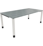 Schreibtisch All in One, manuell höhenverstellbar, 68-82cm (H), 200x100cm (BxT), rechteckig, beton hell / weiß