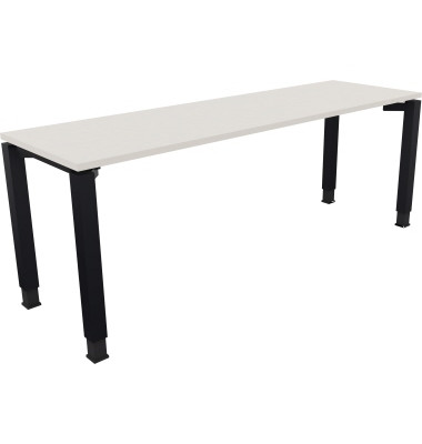Schreibtisch All in One, manuell höhenverstellbar, 68-82cm (H), 200x60cm (BxT), rechteckig, weiß / anthrazit metallic
