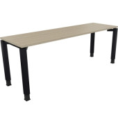 Schreibtisch All in One, manuell h&ouml;henverstellbar, 68-82cm (H), 200x60cm (BxT), rechteckig, eiche natur / anthrazit metallic