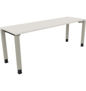 Schreibtisch All in One, manuell höhenverstellbar, 68-82cm (H), 200x60cm (BxT), rechteckig, weiß / silberaluminium