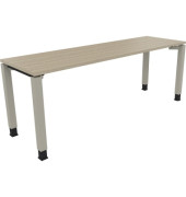 Schreibtisch All in One, manuell höhenverstellbar, 68-82cm (H), 200x60cm (BxT), rechteckig, eiche natur / silberaluminium