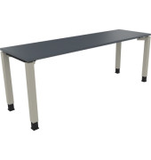 Schreibtisch All in One, manuell h&ouml;henverstellbar, 68-82cm (H), 200x60cm (BxT), rechteckig, lavagrau / silberaluminium