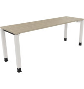 Schreibtisch All in One, manuell h&ouml;henverstellbar, 68-82cm (H), 200x60cm (BxT), rechteckig, eiche natur / wei&szlig;