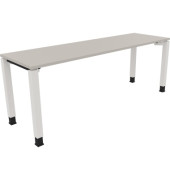 Schreibtisch All in One, manuell höhenverstellbar, 68-82cm (H), 200x60cm (BxT), rechteckig, lichtgrau / weiß