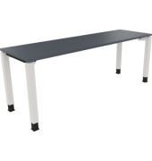 Schreibtisch All in One, manuell höhenverstellbar, 68-82cm (H), 200x60cm (BxT), rechteckig, lavagrau / weiß