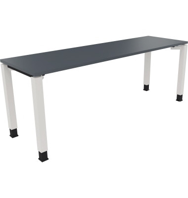 Schreibtisch All in One, manuell höhenverstellbar, 68-82cm (H), 200x60cm (BxT), rechteckig, lavagrau / weiß