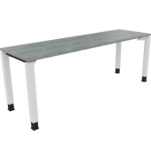 Schreibtisch All in One, manuell höhenverstellbar, 68-82cm (H), 200x60cm (BxT), rechteckig, beton hell / weiß