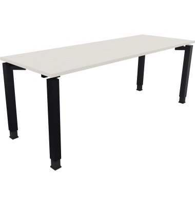 Schreibtisch All in One, manuell h&ouml;henverstellbar, 68-82cm (H), 200x70cm (BxT), rechteckig, wei&szlig; / anthrazit metallic