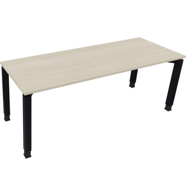Schreibtisch All in One, manuell höhenverstellbar, 68-82cm (H), 200x70cm (BxT), rechteckig, akazie hell / anthrazit metallic