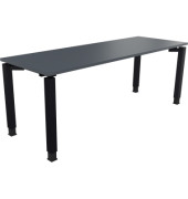 Schreibtisch All in One, manuell h&ouml;henverstellbar, 68-82cm (H), 200x70cm (BxT), rechteckig, lavagrau / anthrazit metallic