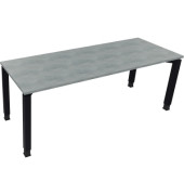 Schreibtisch All in One, manuell höhenverstellbar, 68-82cm (H), 200x70cm (BxT), rechteckig, beton hell / anthrazit metallic