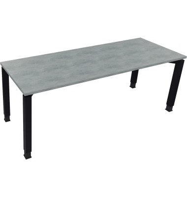 Schreibtisch All in One, manuell h&ouml;henverstellbar, 68-82cm (H), 200x70cm (BxT), rechteckig, beton hell / anthrazit metallic