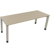 Schreibtisch All in One, manuell höhenverstellbar, 68-82cm (H), 200x70cm (BxT), rechteckig, eiche natur / silberaluminium