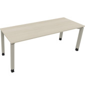 Schreibtisch All in One, manuell höhenverstellbar, 68-82cm (H), 200x70cm (BxT), rechteckig, akazie hell / silberaluminium