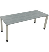 Schreibtisch All in One, manuell h&ouml;henverstellbar, 68-82cm (H), 200x70cm (BxT), rechteckig, beton hell / silberaluminium