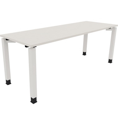 Schreibtisch All in One, manuell h&ouml;henverstellbar, 68-82cm (H), 200x70cm (BxT), rechteckig, wei&szlig; / wei&szlig;