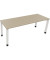 Schreibtisch All in One, manuell höhenverstellbar, 68-82cm (H), 200x70cm (BxT), rechteckig, eiche natur / weiß