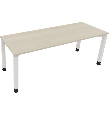 Schreibtisch All in One, manuell höhenverstellbar, 68-82cm (H), 200x70cm (BxT), rechteckig, akazie hell / weiß