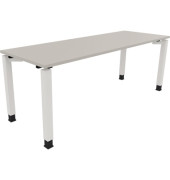 Schreibtisch All in One, manuell höhenverstellbar, 68-82cm (H), 200x70cm (BxT), rechteckig, lichtgrau / weiß