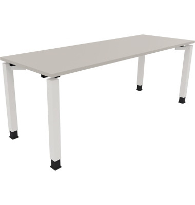 Schreibtisch All in One, manuell höhenverstellbar, 68-82cm (H), 200x70cm (BxT), rechteckig, lichtgrau / weiß Schreibtisch All in One, manuell höhenverstellbar, 68-82cm (H), 200x70cm (BxT), rechteckig, lichtgrau / weiß