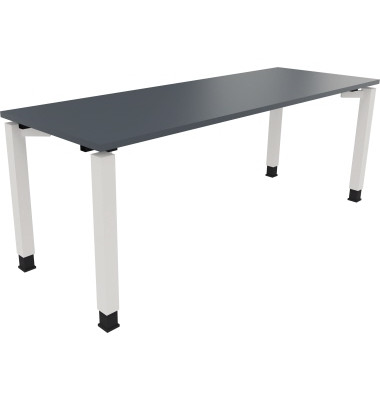 Schreibtisch All in One, manuell höhenverstellbar, 68-82cm (H), 200x70cm (BxT), rechteckig, lavagrau / weiß