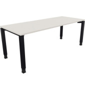 Schreibtisch All in One, manuell höhenverstellbar, 68-82cm (H), 200x80cm (BxT), rechteckig, weiß / anthrazit metallic