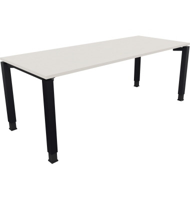 Schreibtisch All in One, manuell höhenverstellbar, 68-82cm (H), 200x80cm (BxT), rechteckig, weiß / anthrazit metallic Schreibtisch All in One, manuell höhenverstellbar, 68-82cm (H), 200x80cm (BxT), rechteckig, weiß / anthrazit metallic