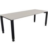Schreibtisch All in One, manuell höhenverstellbar, 68-82cm (H), 200x80cm (BxT), rechteckig, lichtgrau / anthrazit metallic