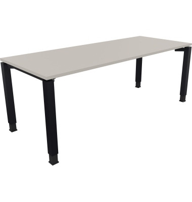 Schreibtisch All in One, manuell h&ouml;henverstellbar, 68-82cm (H), 200x80cm (BxT), rechteckig, lichtgrau / anthrazit metallic
