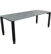 Schreibtisch All in One, manuell höhenverstellbar, 68-82cm (H), 200x80cm (BxT), rechteckig, beton hell / anthrazit metallic
