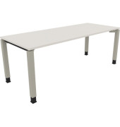 Schreibtisch All in One, manuell höhenverstellbar, 68-82cm (H), 200x80cm (BxT), rechteckig, weiß / silberaluminium