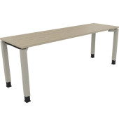 Schreibtisch All in One, manuell höhenverstellbar, 68-82cm (H), 200x80cm (BxT), rechteckig, eiche natur / silberaluminium