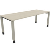 Schreibtisch All in One, manuell höhenverstellbar, 68-82cm (H), 200x80cm (BxT), rechteckig, akazie hell / silberaluminium