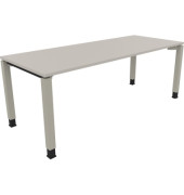 Schreibtisch All in One, manuell höhenverstellbar, 68-82cm (H), 200x80cm (BxT), rechteckig, lichtgrau / silberaluminium