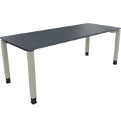 Schreibtisch All in One, manuell h&ouml;henverstellbar, 68-82cm (H), 200x80cm (BxT), rechteckig, lavagrau / silberaluminium