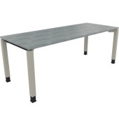 Schreibtisch All in One, manuell höhenverstellbar, 68-82cm (H), 200x80cm (BxT), rechteckig, beton hell / silberaluminium