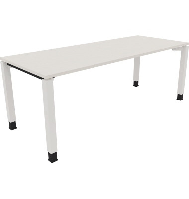 Schreibtisch All in One, manuell höhenverstellbar, 68-82cm (H), 200x80cm (BxT), rechteckig, weiß / weiß