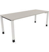 Schreibtisch All in One, manuell höhenverstellbar, 68-82cm (H), 200x80cm (BxT), rechteckig, lichtgrau / weiß