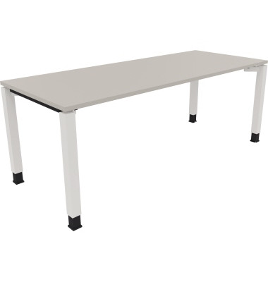 Schreibtisch All in One, manuell höhenverstellbar, 68-82cm (H), 200x80cm (BxT), rechteckig, lichtgrau / weiß